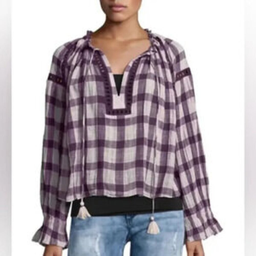Free People Honey Grove Plaid Blouse  - Size XS